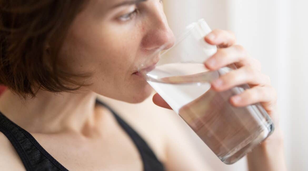 woman drinking water